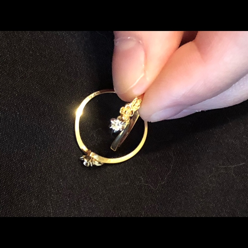 14k Wedding Ring Set Floral Detail - Picture 6 of 14